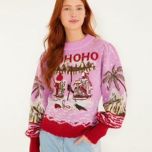 Pink From Sand To Snow Knit Sweater