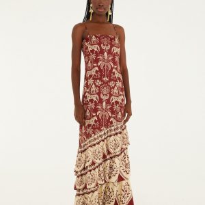 Dark Red Haras Sleeveless LENZING™ ECOVERO™ Viscose Maxi Dress