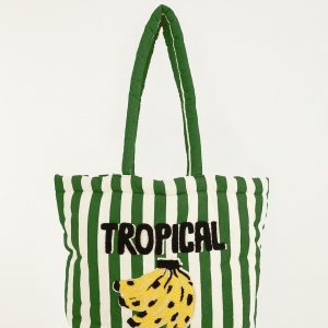 Green Tropical Banana Embroidered Tote Bag