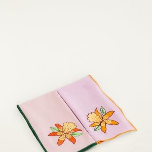 Floral Nature Embroidered Set Of 2 Cloth Napkins