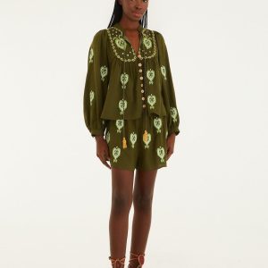 Green Heart Tapestry Embroidered LENZING™ ECOVERO™ Euroflax™ Shorts