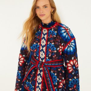 Black Latina Scarf Belted Crop Jacket