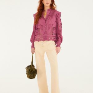 Light Pink Buttoned Flare Pants