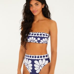Blue Palermo High Waist Full Bikini Bottom